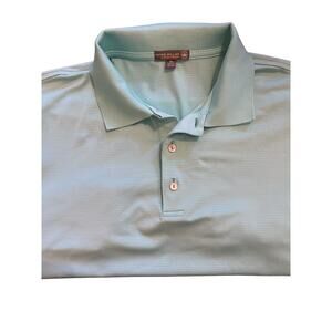 Peter Millar Summer Comfort Mens XL Green White Striped Performance Polo Golf